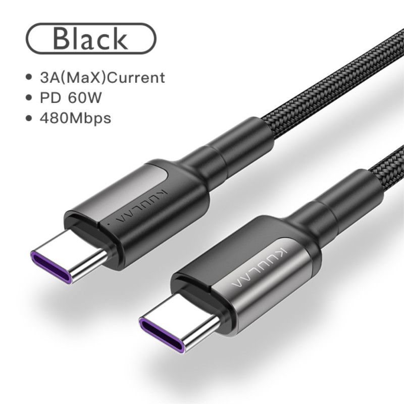 Câble De Recharge Usb-c Vers Usb-c 60w Kuulaa