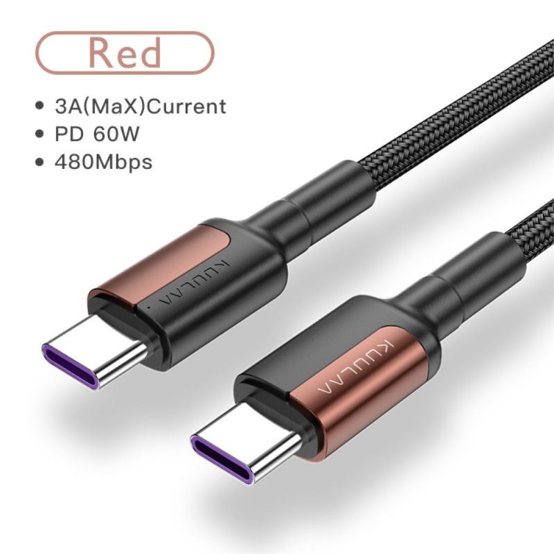 Câble De Recharge Usb-c Vers Usb-c 60w Kuulaa