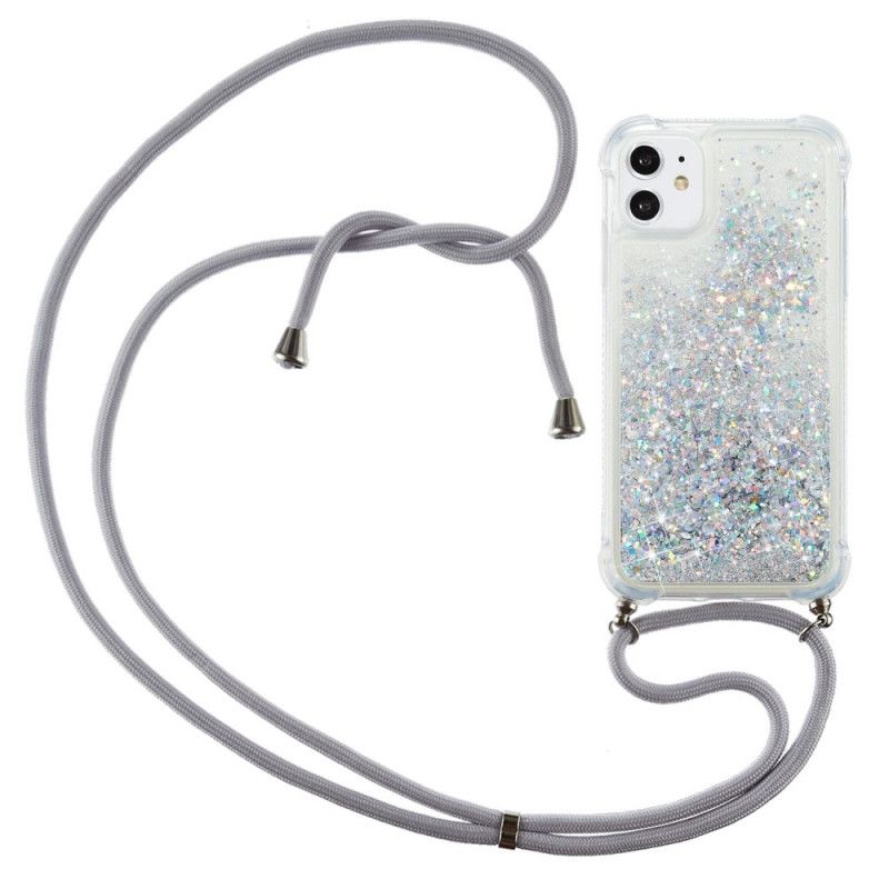 Coque iPhone 11 Paillettes Avec Cordon