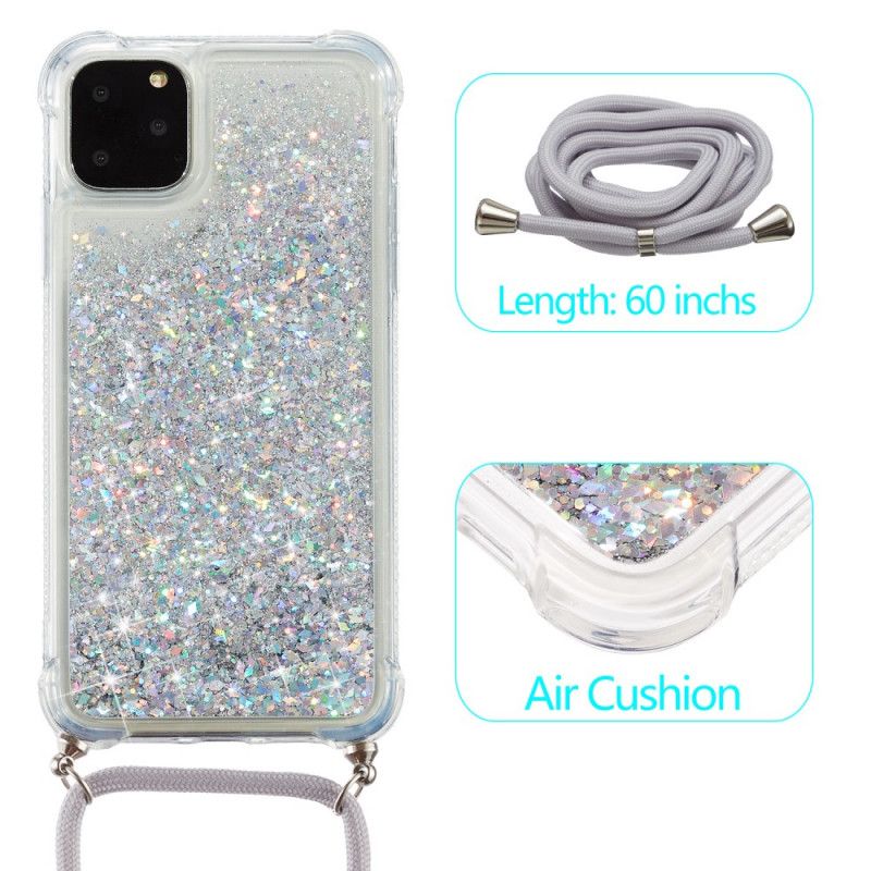 Coque iPhone 11 Pro Max Paillettes Et Cordon