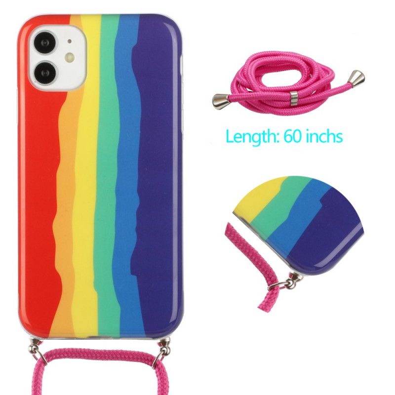 Coque iPhone 12 Mini À Cordon Arc-en-ciel