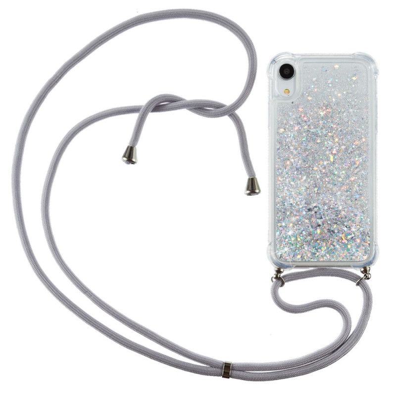 Coque iPhone Xr Paillettes Et Cordon