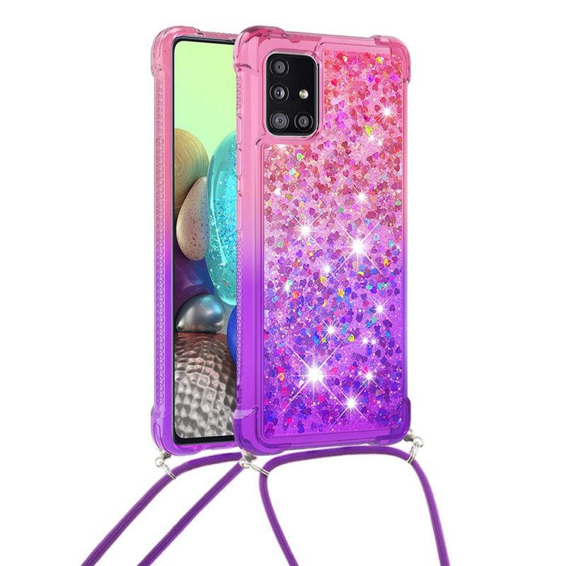 Coque Samsung Galaxy A71 Silicone Paillettes Et Cordon