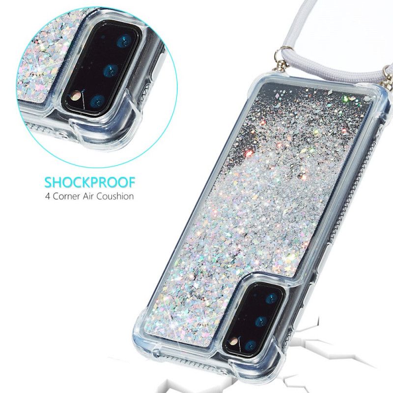 Coque Samsung Galaxy S20 Paillettes Avec Cordon