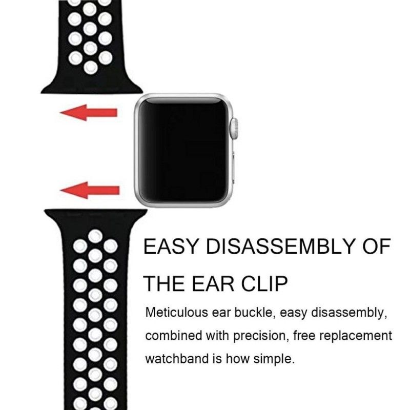 Bracelet Apple Watch 40/38 Mm Silicone Aéré Bicolore