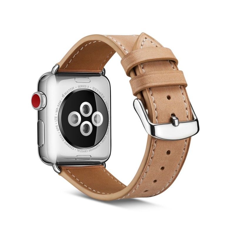 Bracelet Apple Watch 44/42 Mm Véritable Cuir Coutures