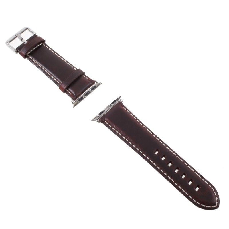 Bracelet Apple Watch 44/42 Mm Véritable Cuir Huilé