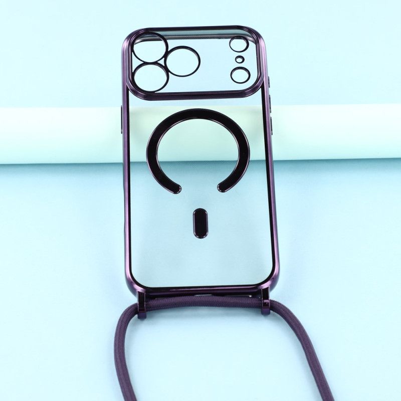 Coque à Cordon iPhone 17 Pro Compatible MagSafe Transparente