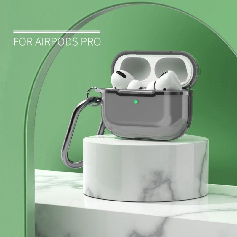 Coque Airpods Pro Design Métallisé Avec Mousqueton