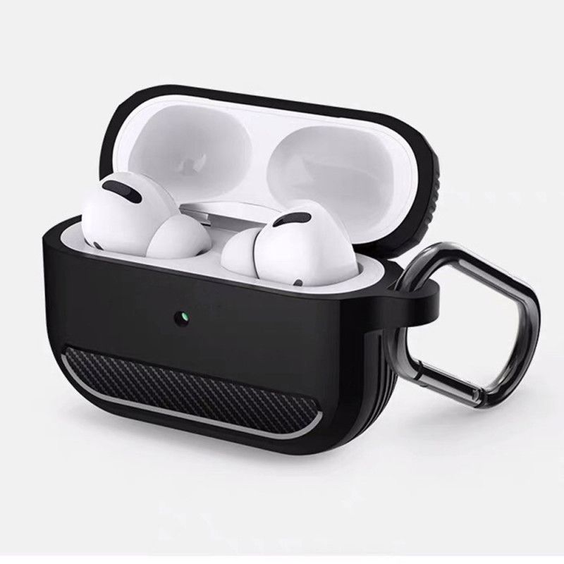 Coque Airpods Pro Fibre Carbone Avec Mousqueton