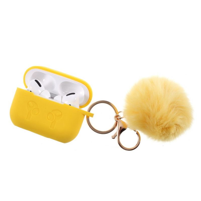 Coque Airpods Pro Silicone Et Mousqueton Fourrure