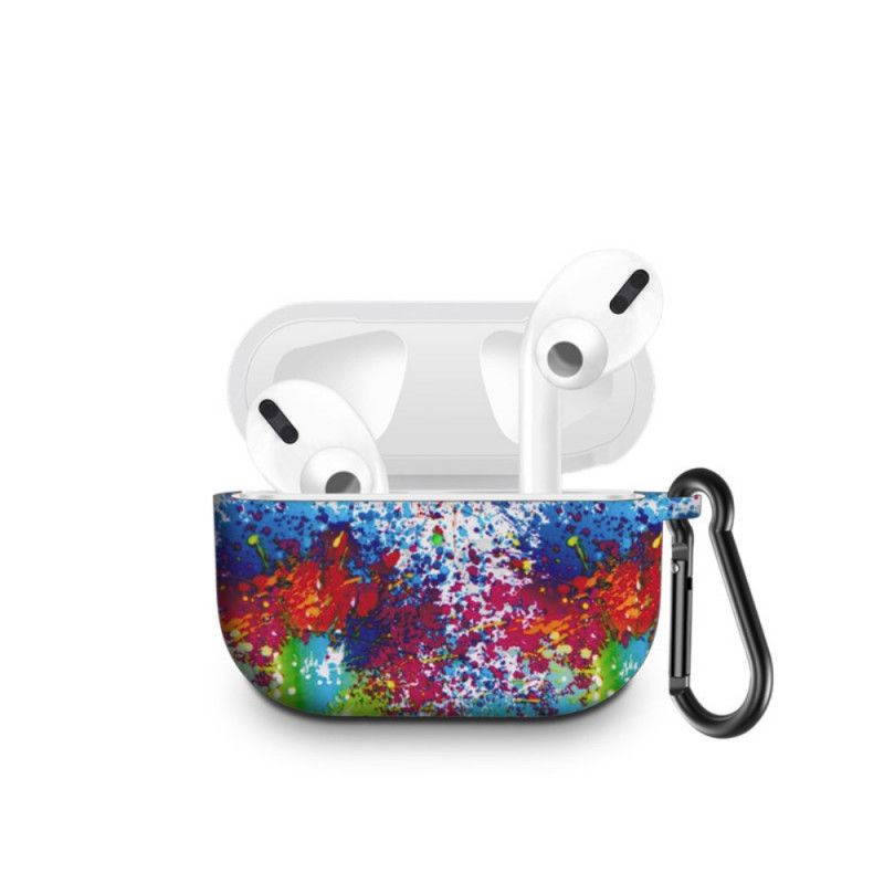 Coque Airpods Pro Silicone Peinture Avec Mousqueton