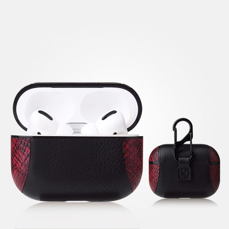 Coque Airpods Pro Style Peau De Serpent Avec Mousqueton