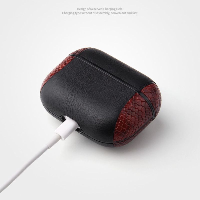 Coque Airpods Pro Style Peau De Serpent Avec Mousqueton