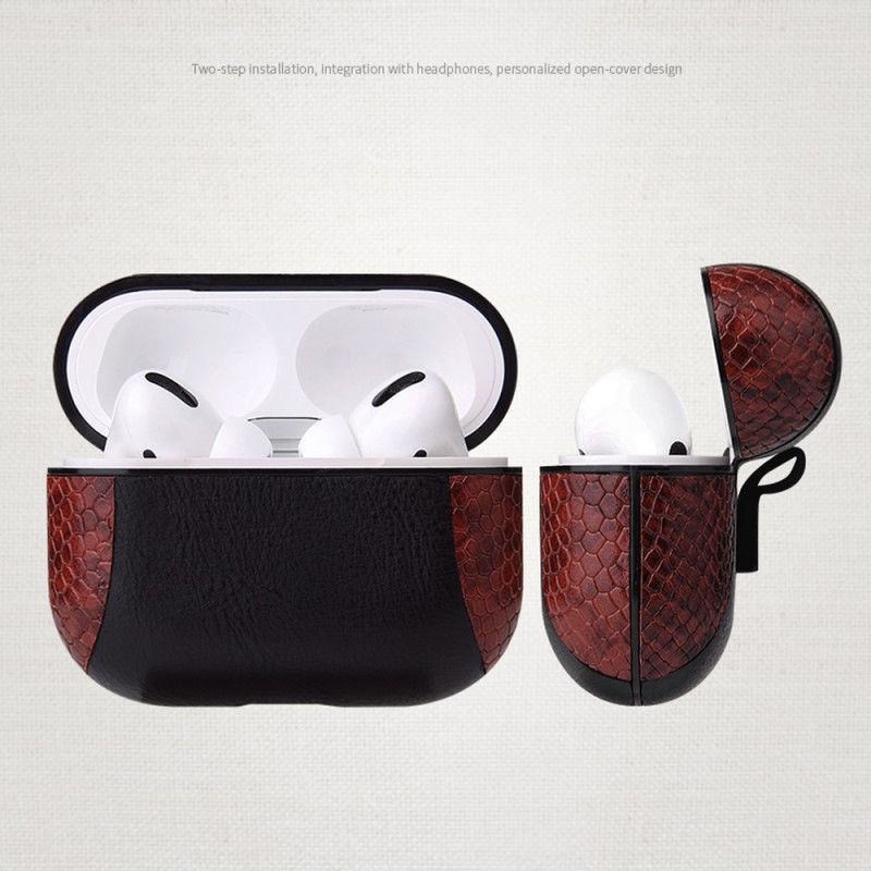 Coque Airpods Pro Style Peau De Serpent Avec Mousqueton