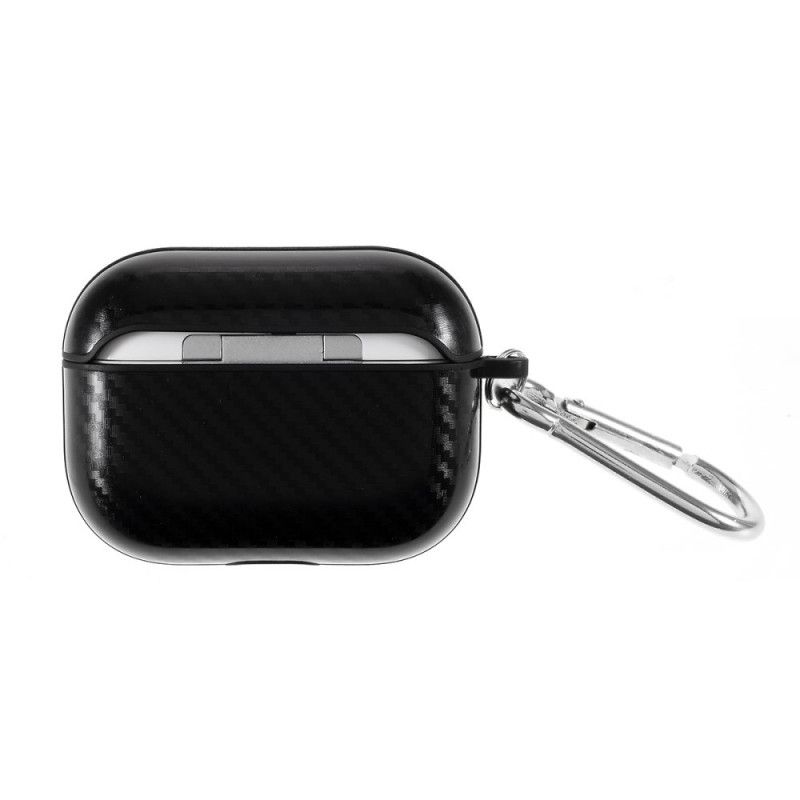 Coque Airpods Pro Texture Fibre Carbone Avec Mousqueton