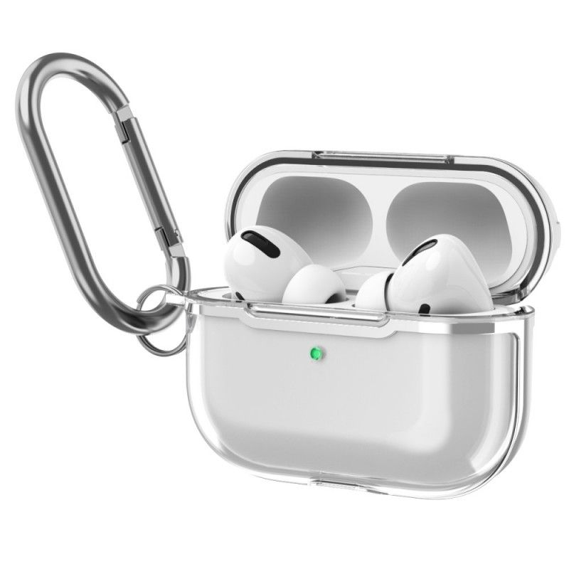 Coque Airpods Pro Transparente Design Métallisé Avec Mousqueton