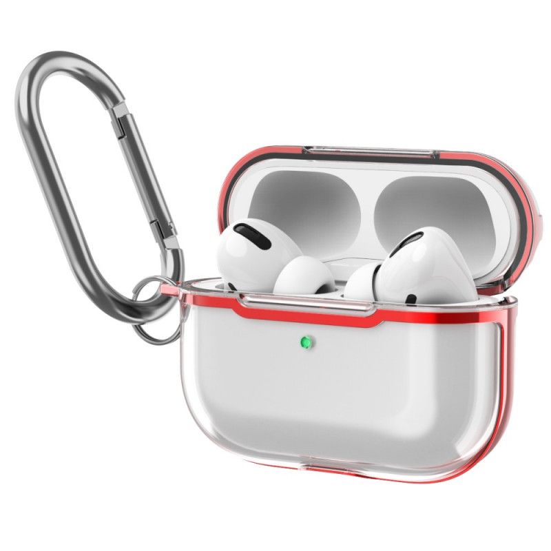 Coque Airpods Pro Transparente Design Métallisé Avec Mousqueton