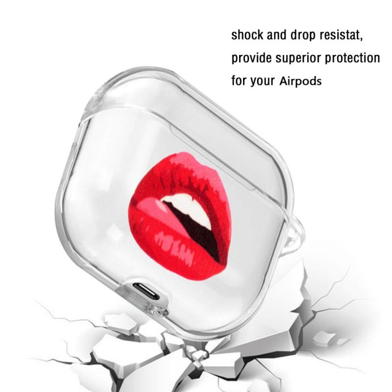 Coque Airpods Silicone Lèvres Pulpeuses Avec Mousqueton