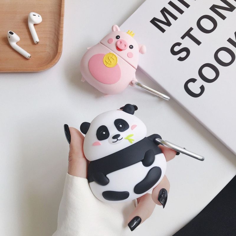 Coque Airpods Silicone Série Animal Fun Avec Mousqueton