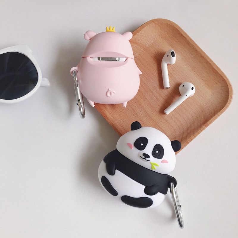 Coque Airpods Silicone Série Animal Fun Avec Mousqueton