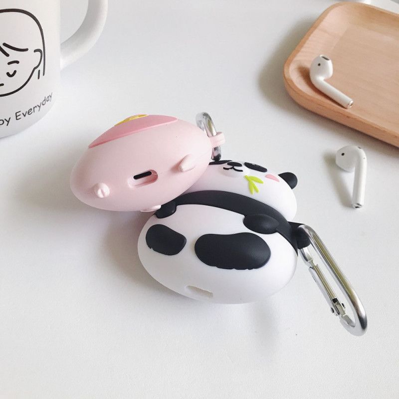 Coque Airpods Silicone Série Animal Fun Avec Mousqueton