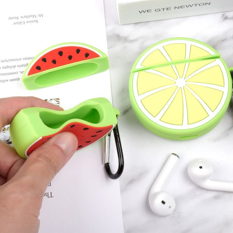 Coque Airpods Silicone Série Fruit Fun Avec Mousqueton