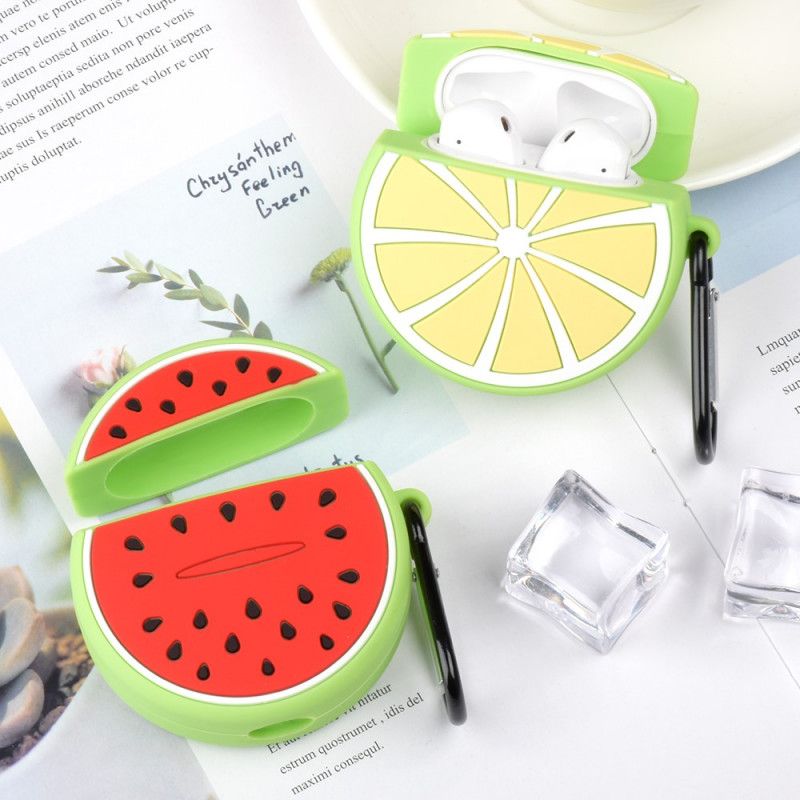 Coque Airpods Silicone Série Fruit Fun Avec Mousqueton