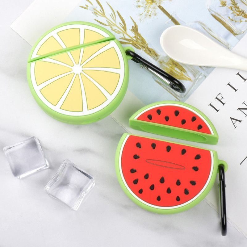 Coque Airpods Silicone Série Fruit Fun Avec Mousqueton