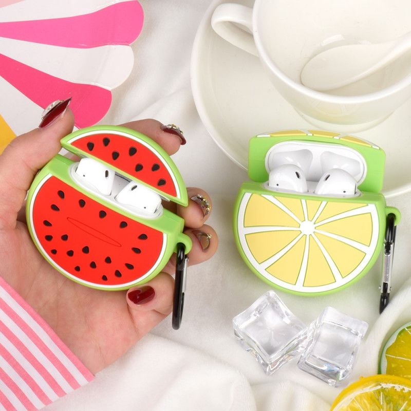 Coque Airpods Silicone Série Fruit Fun Avec Mousqueton