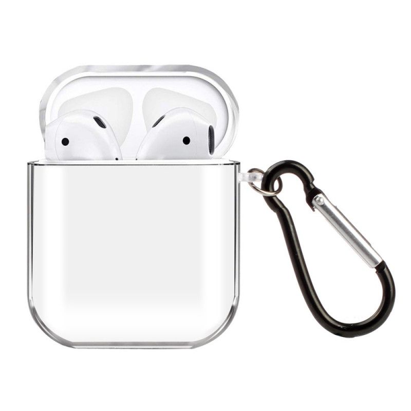 Coque Airpods Silicone Transparent Avec Mousqueton