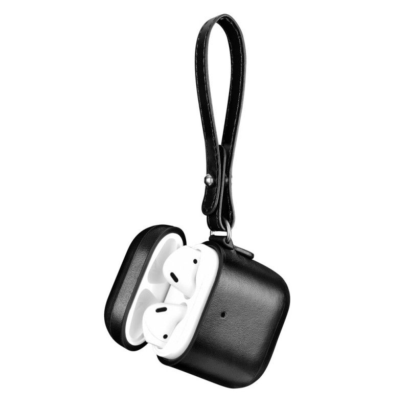 Coque Airpods Véritable Cuir Avec Lanière Icarer