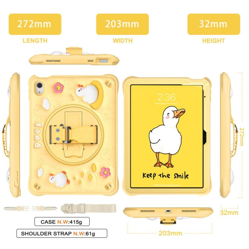 Coque iPad (2025) / 10.9 (2022) Kids Canard Support et Bandoulière