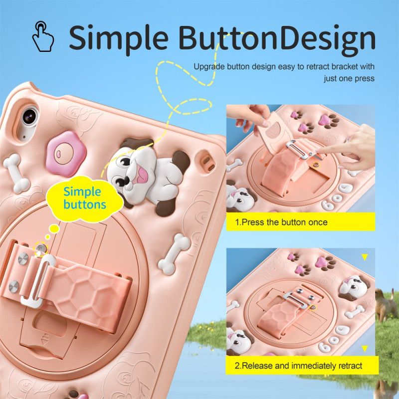 Coque iPad (2025) / 10.9 (2022) Kids Chien Bandoulière et Support