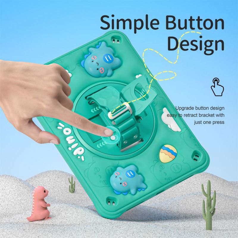Coque iPad (2025) / 10.9 (2022) Kids Dinosaure Poignée et Support