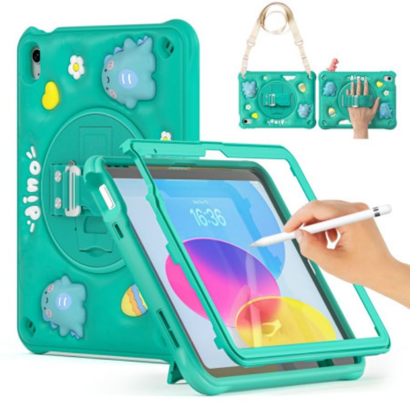 Coque iPad (2025) / 10.9 (2022) KIds Dinosaure Sangle et Support