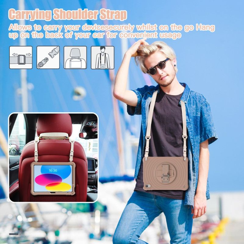 Coque iPad (2025) / 10.9 (2022) Support Rotatif à 360 Degrés et Bandoulière