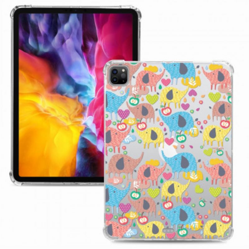 Coque iPad Pro 11" (2021) (2020) (2018) Flexible Éléphants Cartoon