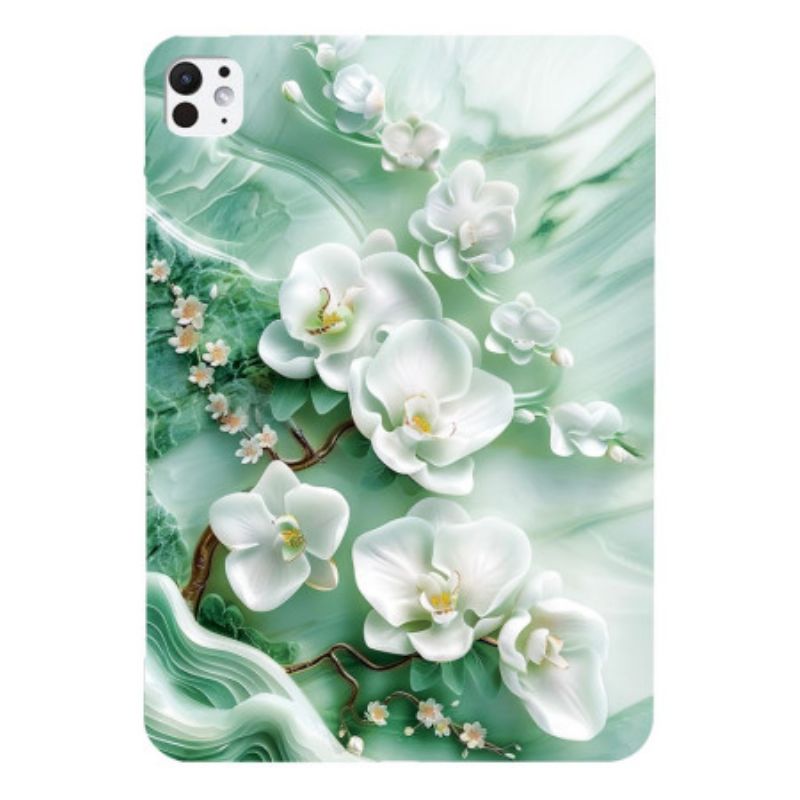 Coque iPad Pro 13 (2025) / 13 (2024) Fleurs de Jade