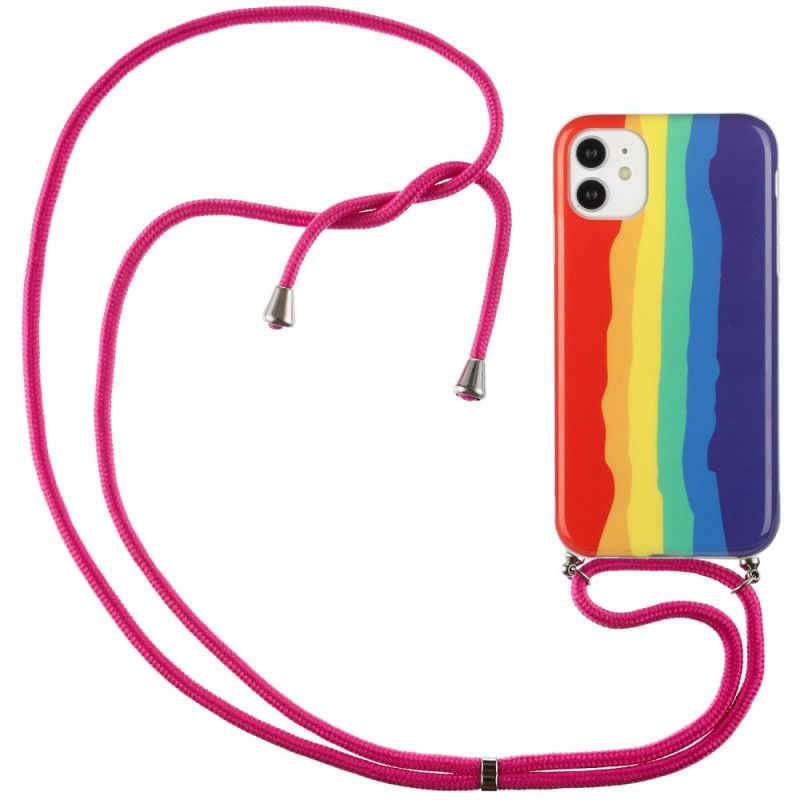 Coque iPhone 11 À Cordon Arc-en-ciel