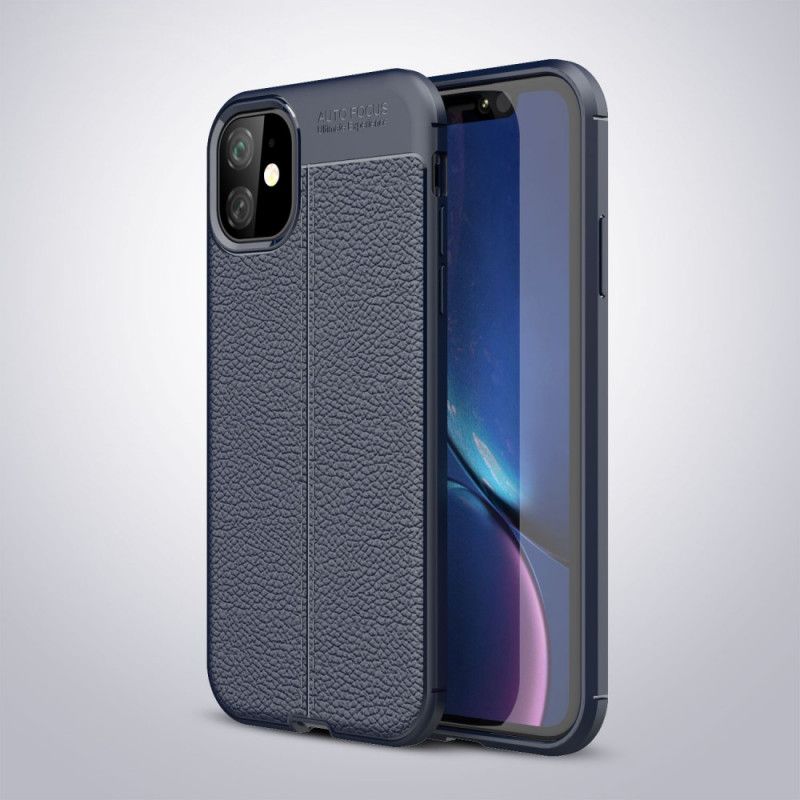 Coque iPhone 11 Effet Cuir Litchi Double Line