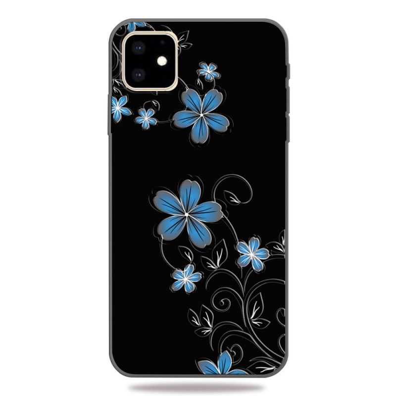 Coque iPhone 11 Fleurs Bleues