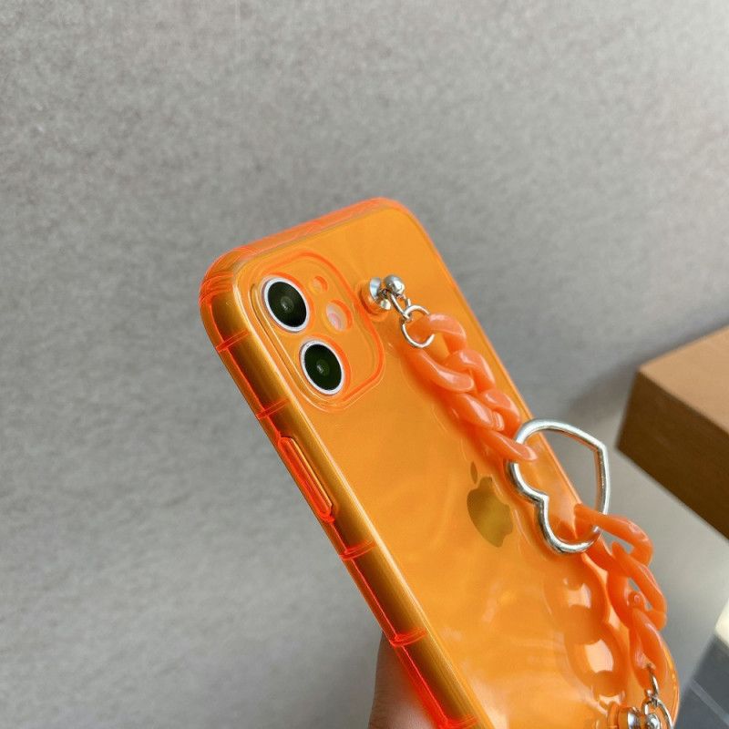 Coque iPhone 11 Fluorescente Chaîne Bracelet Coeur