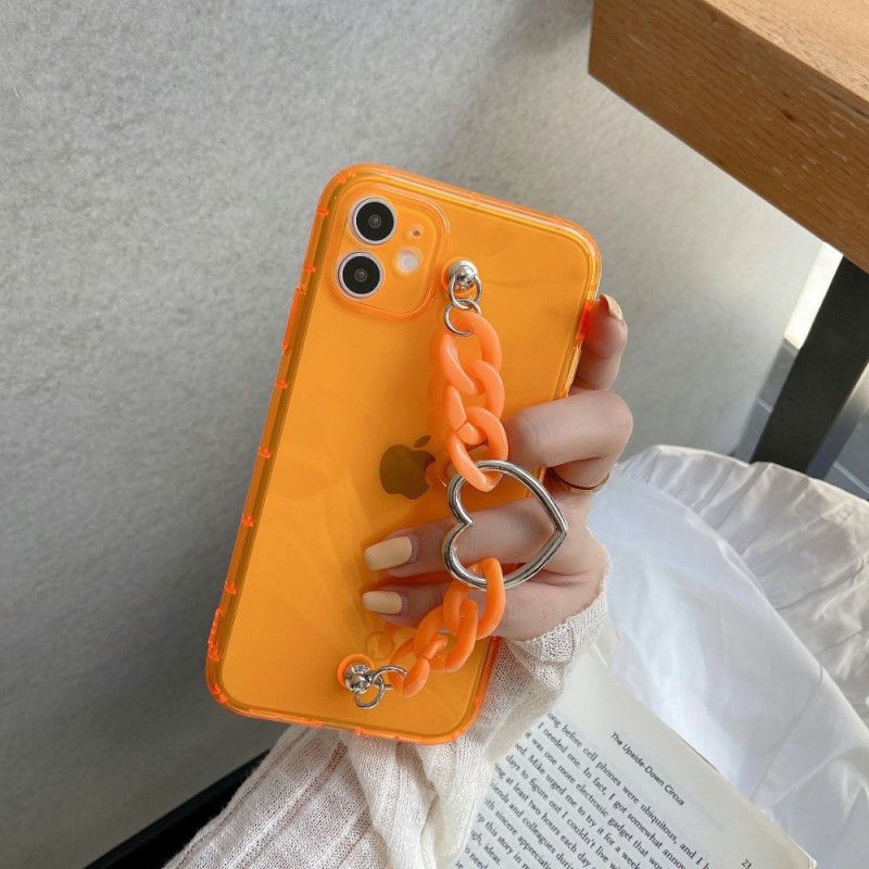 Coque iPhone 11 Fluorescente Chaîne Bracelet Coeur