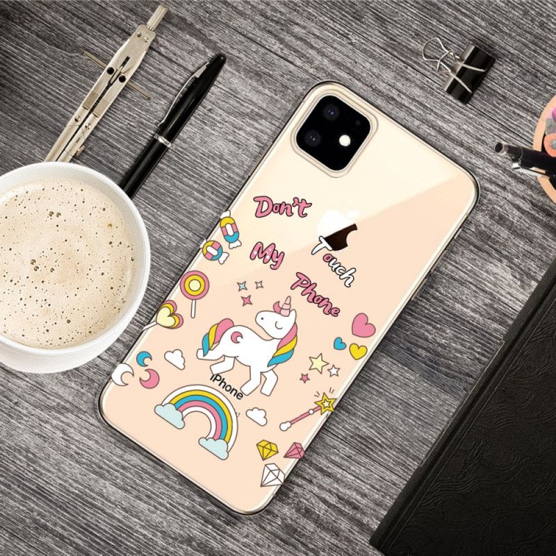 Coque iPhone 11 Licorne Don't Touch My Phone