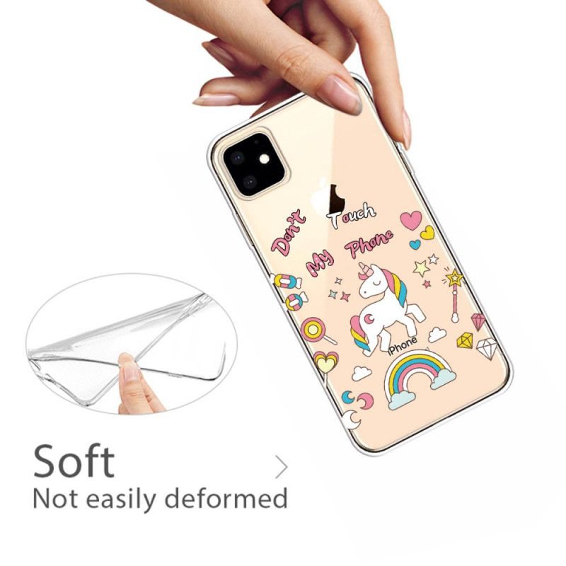 Coque iPhone 11 Licorne Don't Touch My Phone