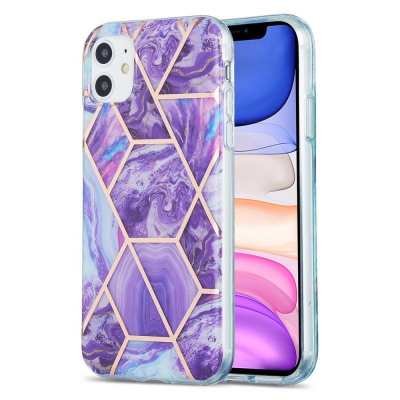 Coque iPhone 11 Marbre Géométrique Flashy