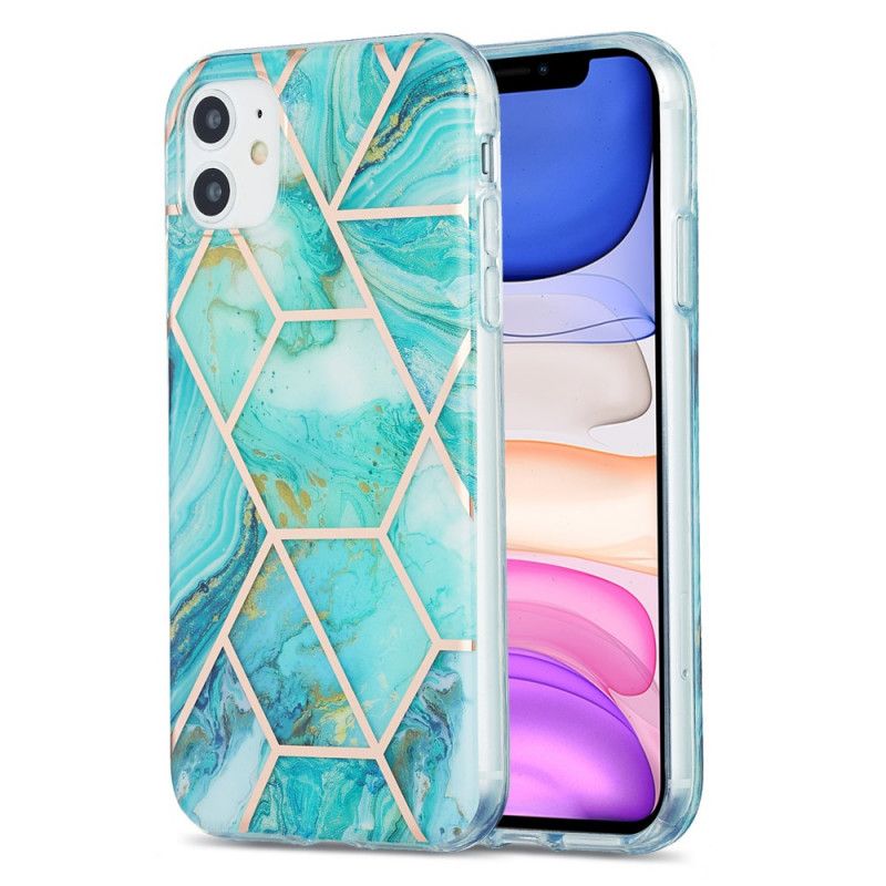 Coque iPhone 11 Marbre Géométrique Flashy