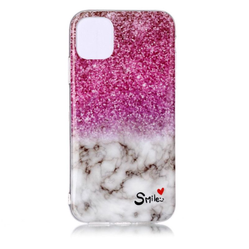 Coque iPhone 11 Marbre Paillettes Et Smile