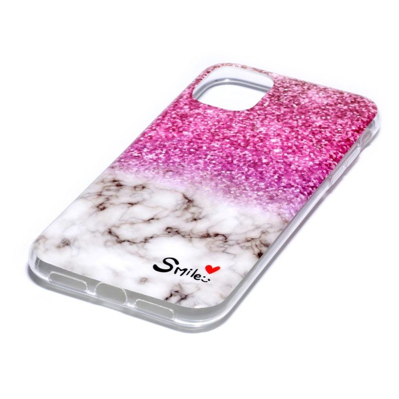 Coque iPhone 11 Marbre Paillettes Et Smile